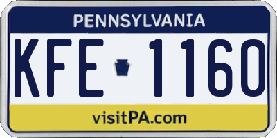PA license plate KFE1160