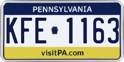 PA license plate KFE1163