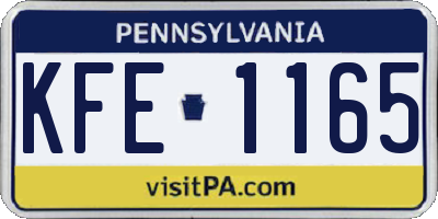 PA license plate KFE1165