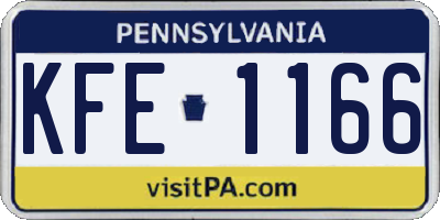 PA license plate KFE1166