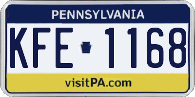 PA license plate KFE1168