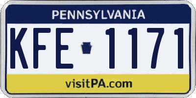 PA license plate KFE1171