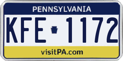 PA license plate KFE1172
