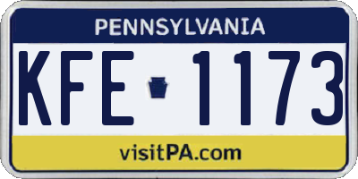 PA license plate KFE1173