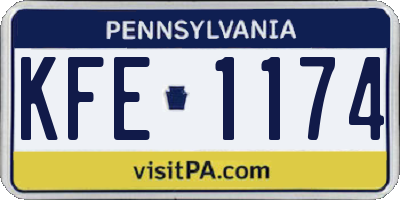 PA license plate KFE1174