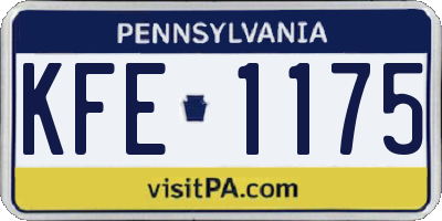 PA license plate KFE1175