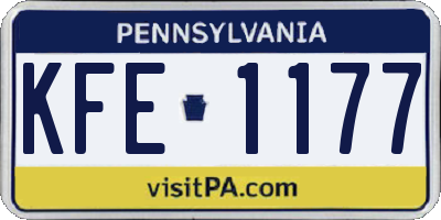PA license plate KFE1177