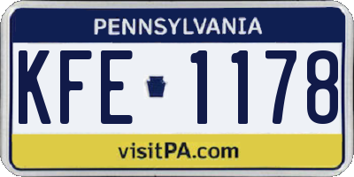 PA license plate KFE1178