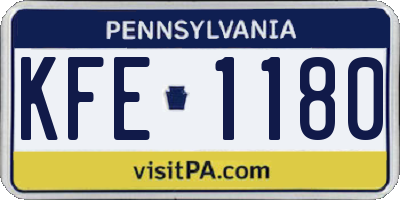 PA license plate KFE1180