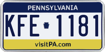 PA license plate KFE1181