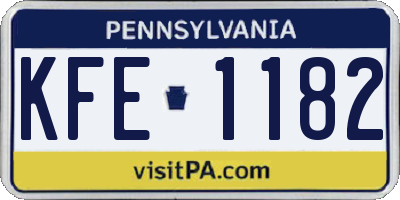 PA license plate KFE1182