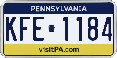 PA license plate KFE1184