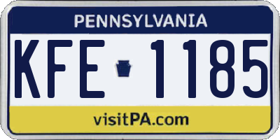 PA license plate KFE1185