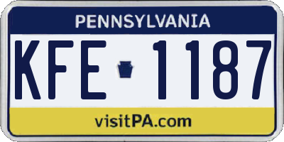 PA license plate KFE1187