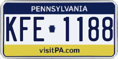 PA license plate KFE1188