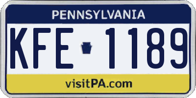 PA license plate KFE1189