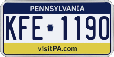 PA license plate KFE1190