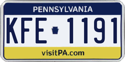 PA license plate KFE1191