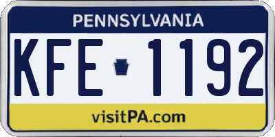 PA license plate KFE1192