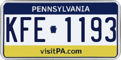 PA license plate KFE1193
