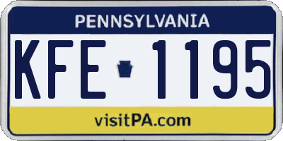 PA license plate KFE1195