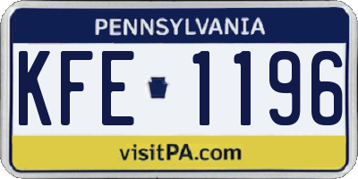 PA license plate KFE1196