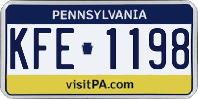 PA license plate KFE1198