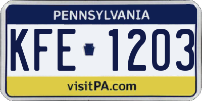 PA license plate KFE1203