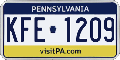 PA license plate KFE1209