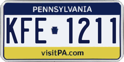 PA license plate KFE1211