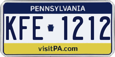 PA license plate KFE1212