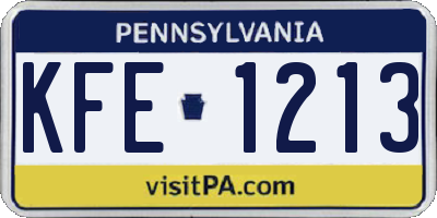 PA license plate KFE1213