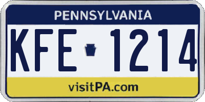 PA license plate KFE1214