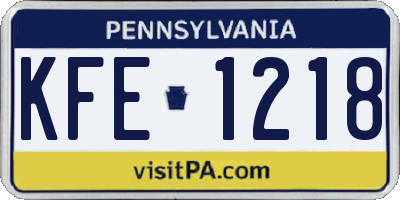 PA license plate KFE1218