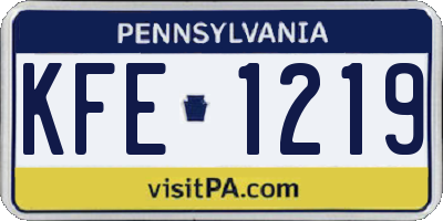 PA license plate KFE1219