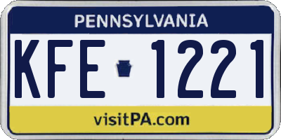 PA license plate KFE1221