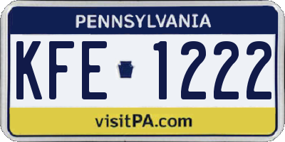 PA license plate KFE1222