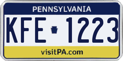 PA license plate KFE1223