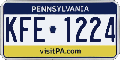 PA license plate KFE1224