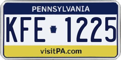 PA license plate KFE1225