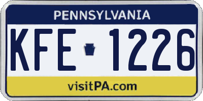 PA license plate KFE1226