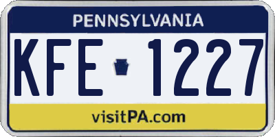 PA license plate KFE1227