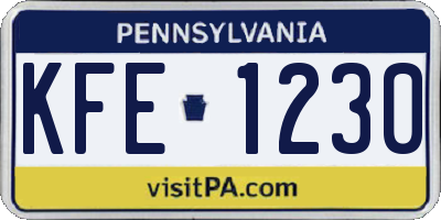 PA license plate KFE1230