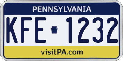 PA license plate KFE1232