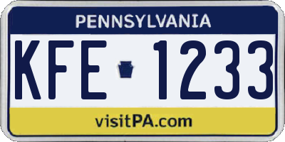PA license plate KFE1233