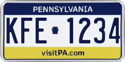 PA license plate KFE1234