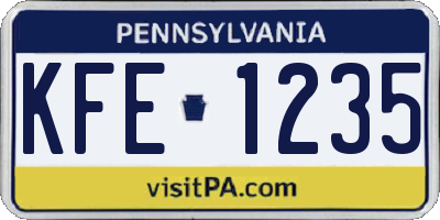 PA license plate KFE1235