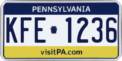 PA license plate KFE1236