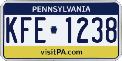 PA license plate KFE1238