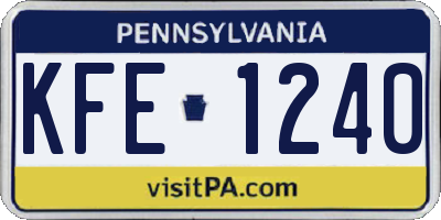 PA license plate KFE1240